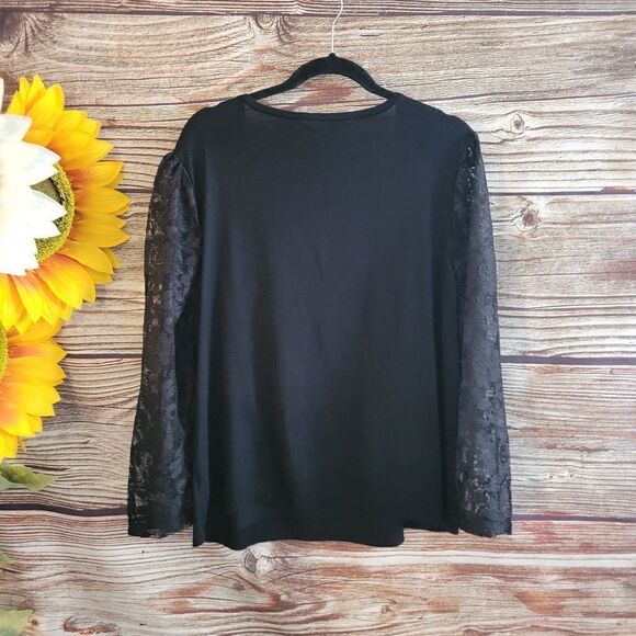 Chloe & Jasmine blouse long sleeve Women's 2X black NWT - Picture 2 of 8